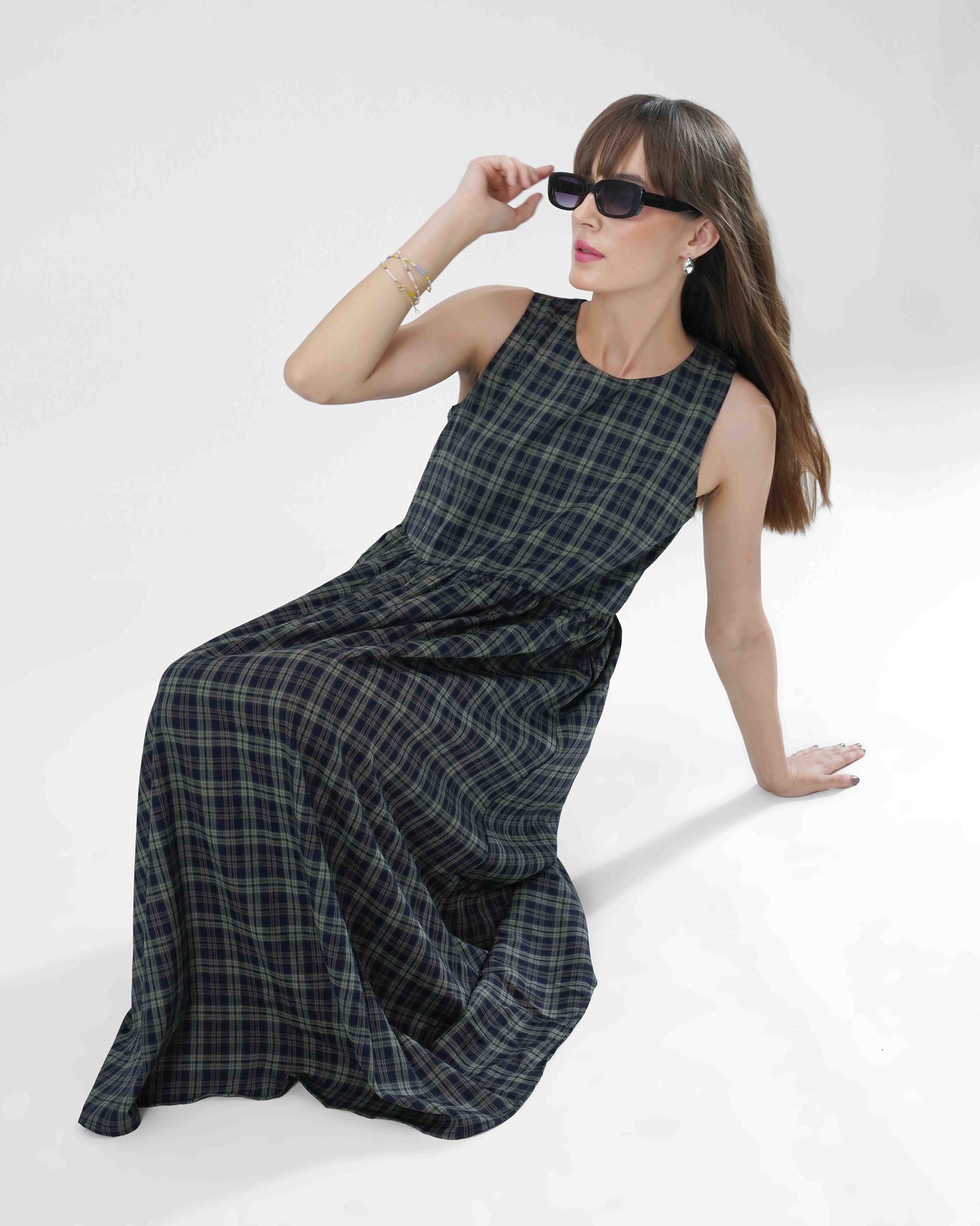 Checked Pattern Long Dress