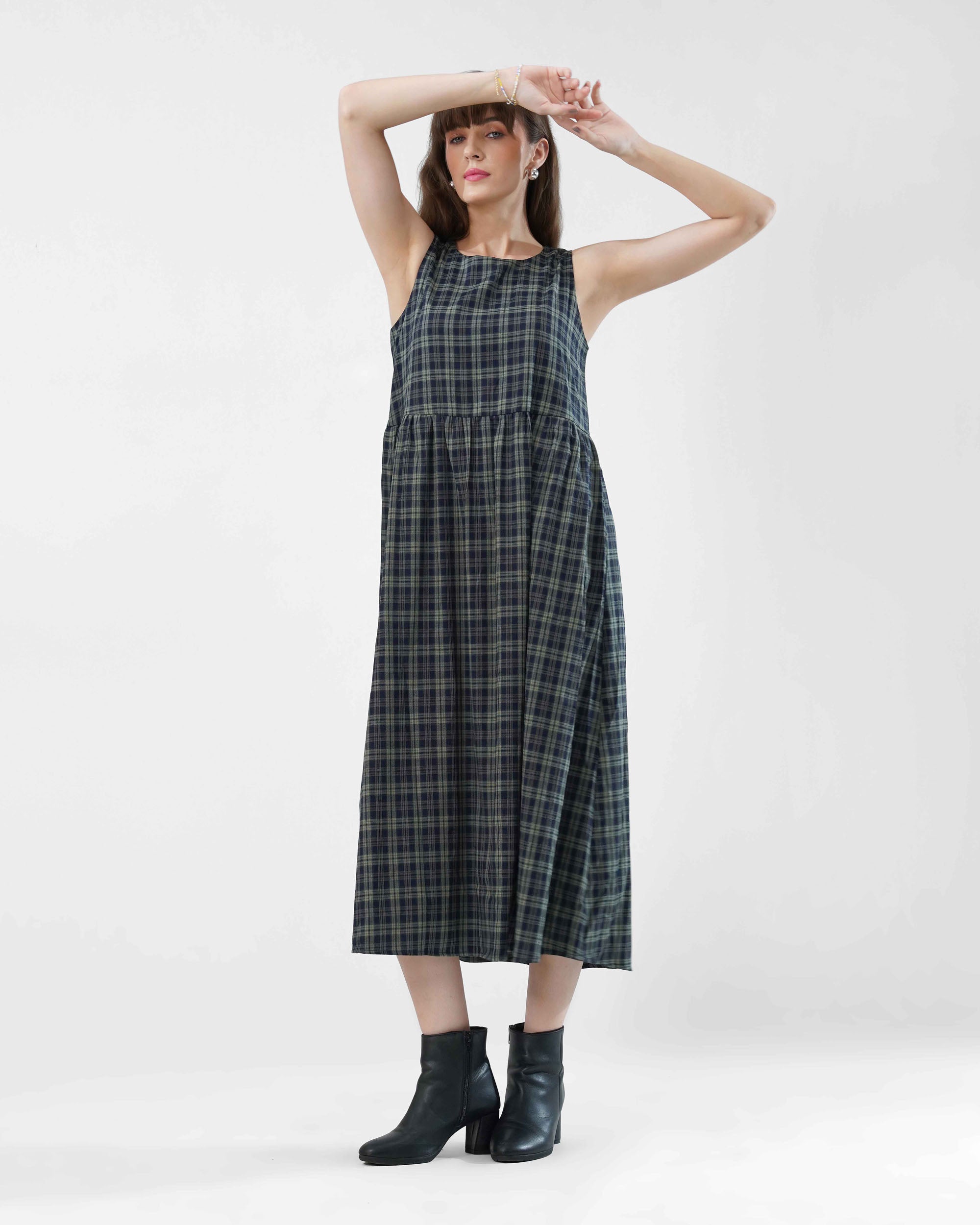 Checked Pattern Long Dress