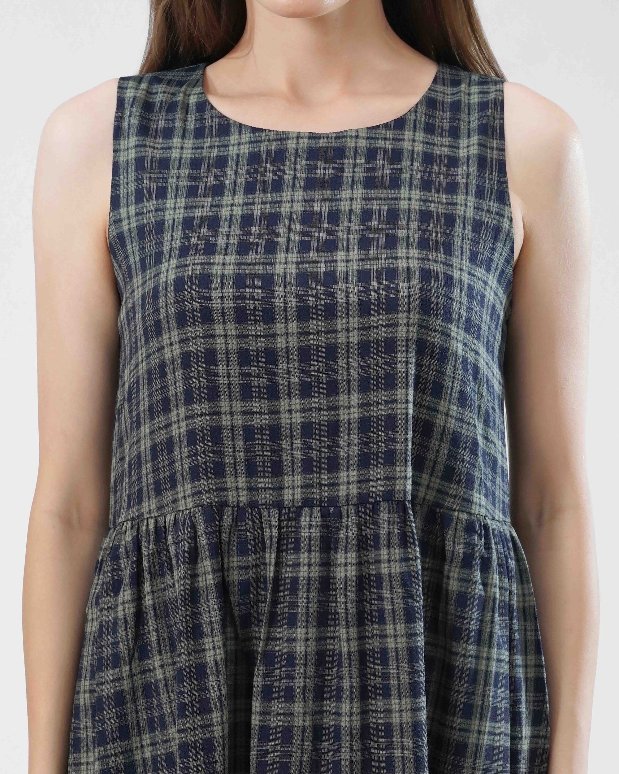 Checked Pattern Long Dress