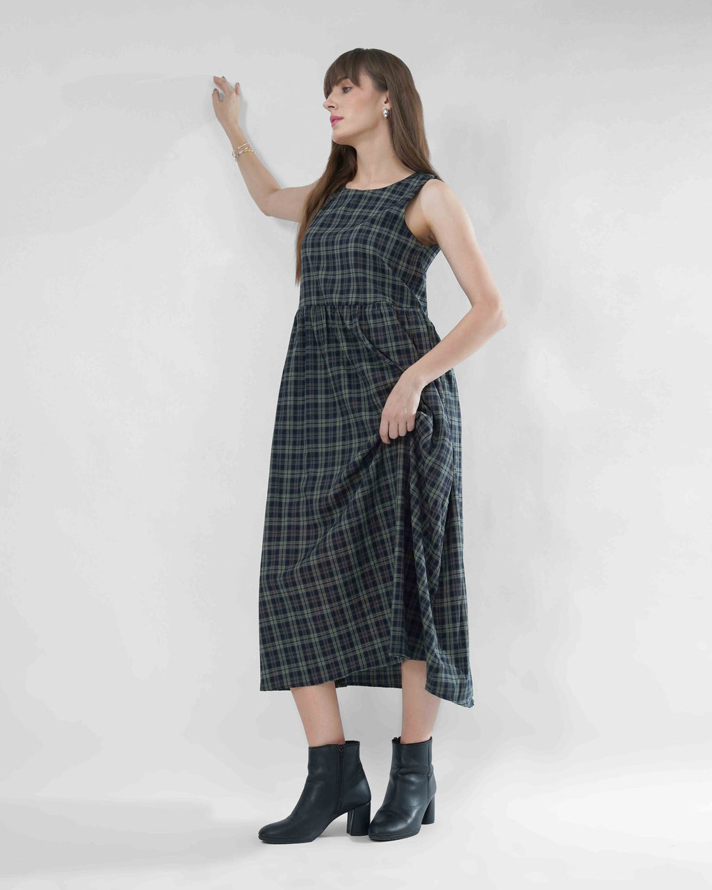 Checked Pattern Long Dress