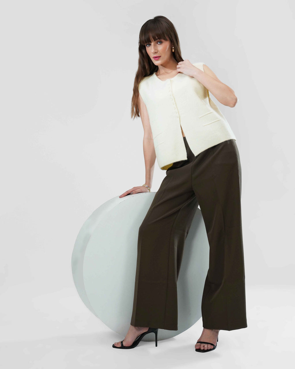 Cut sleeve Cardigan in wool