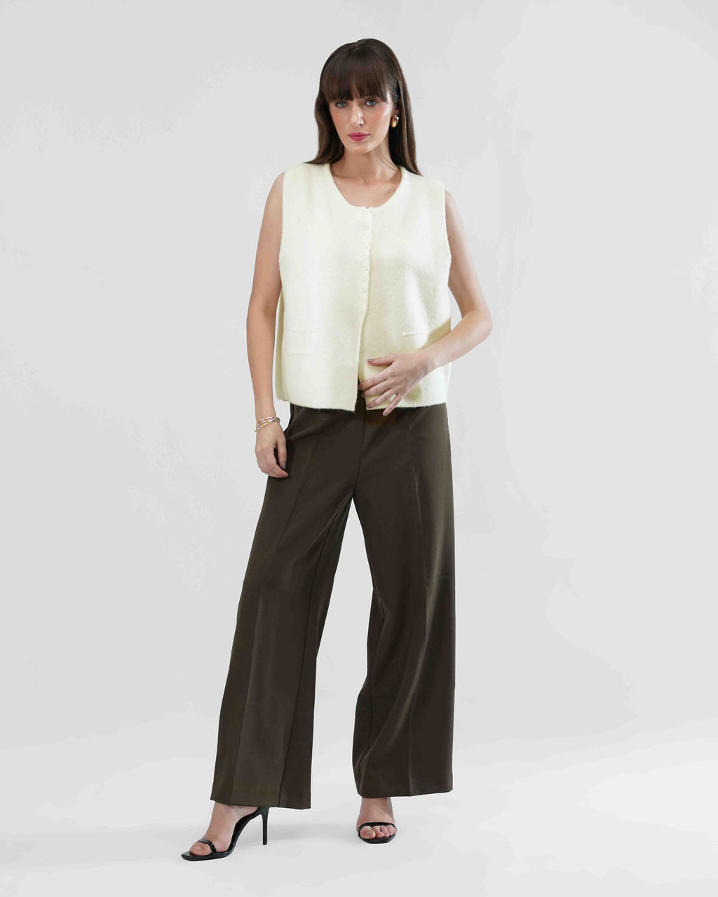 Cut sleeve Cardigan in wool