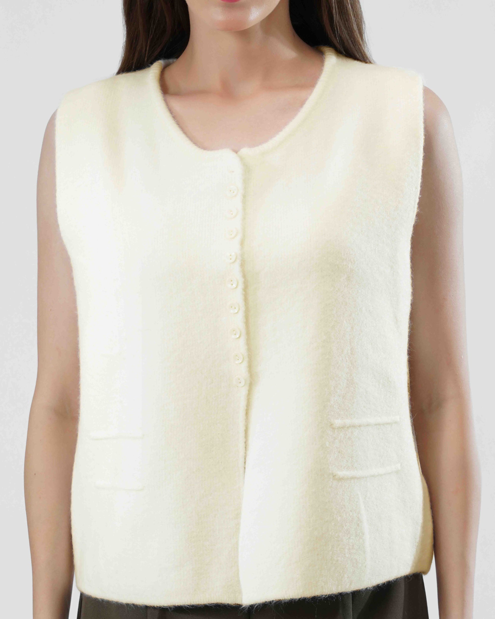 Cut sleeve Cardigan in wool