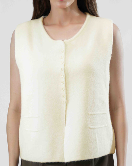 Cut sleeve Cardigan in wool