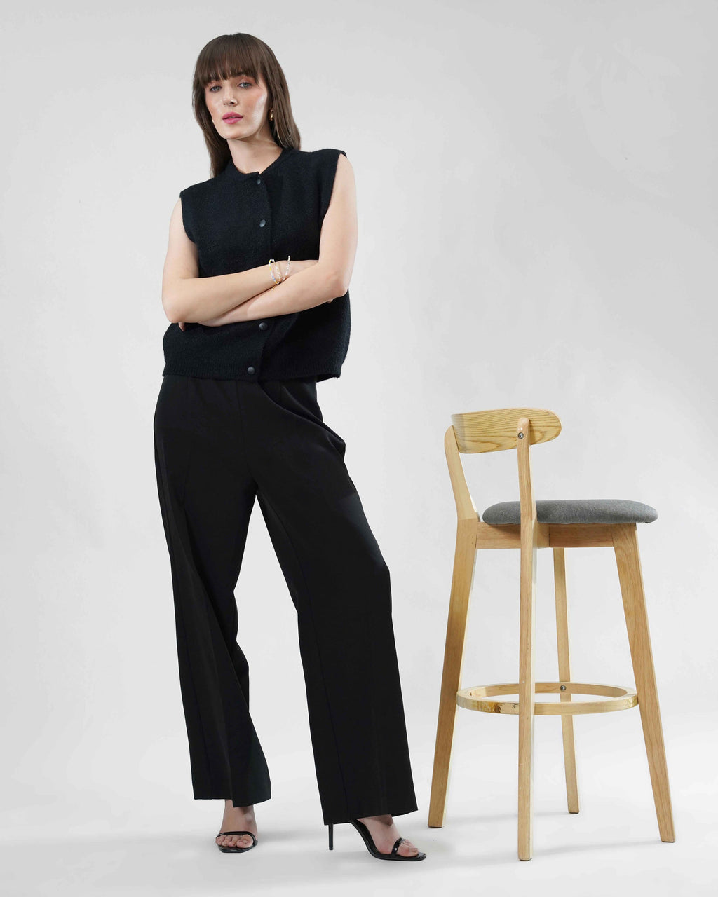 Cut sleeve Cardigan in wool