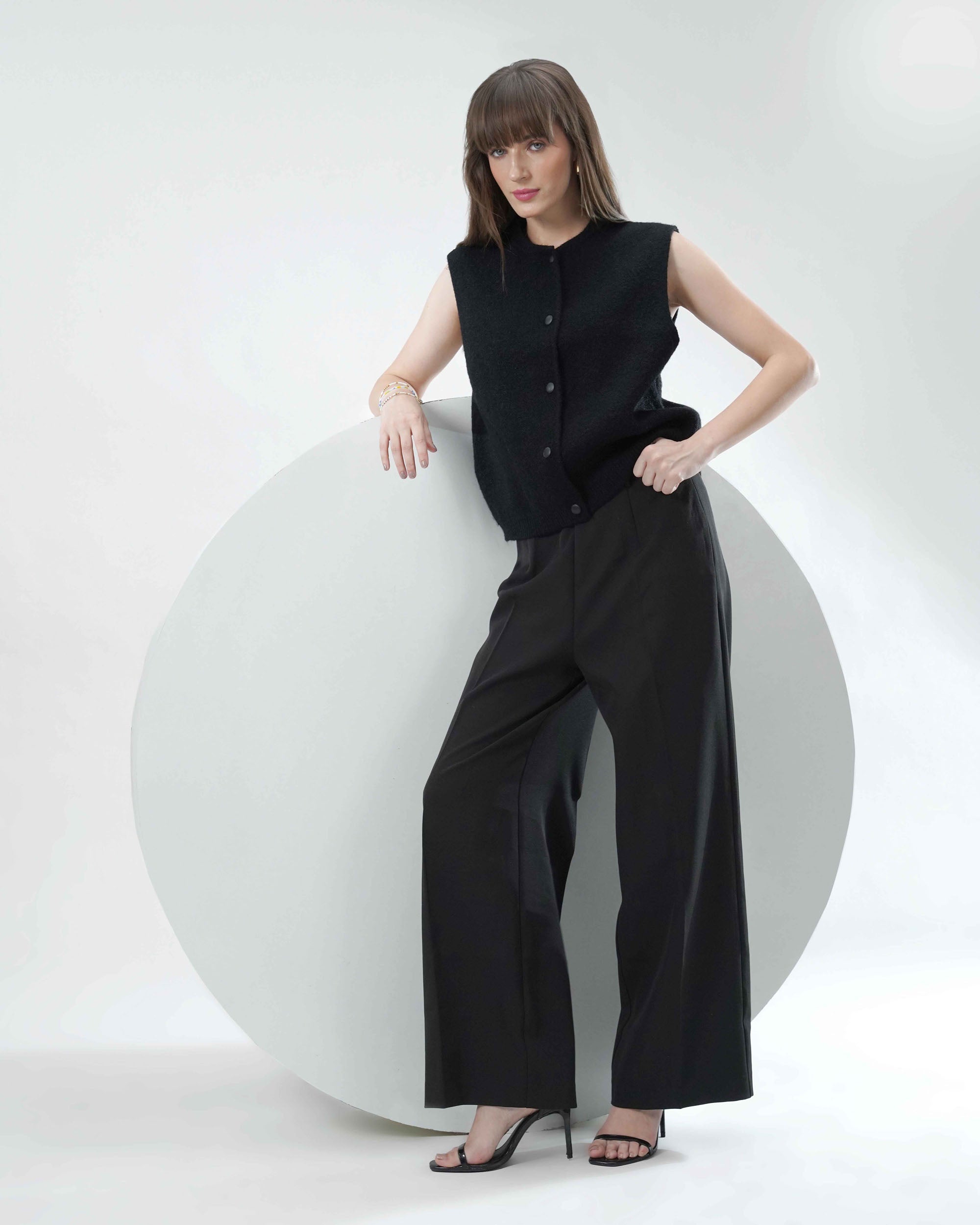 Cut sleeve Cardigan in wool