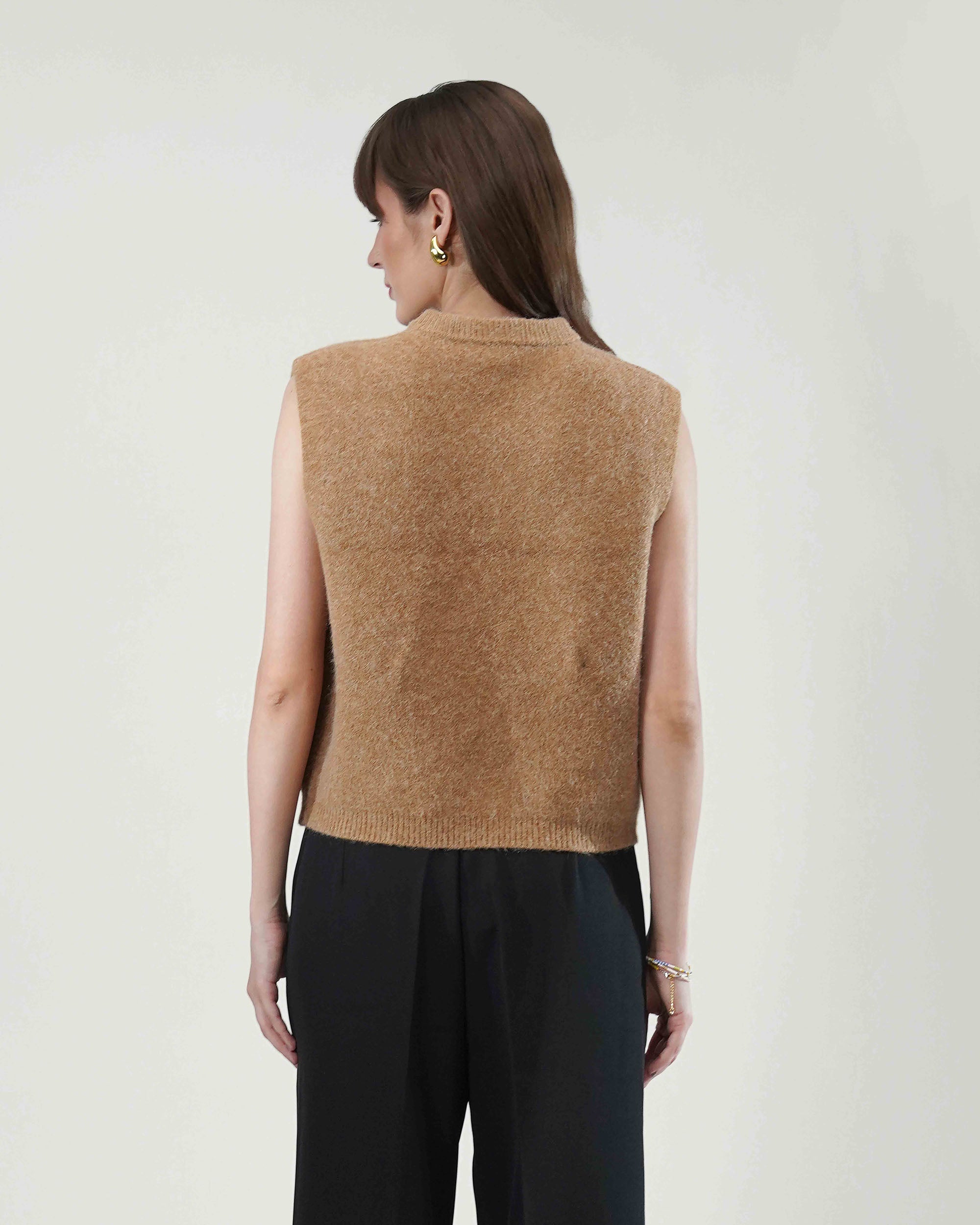 Cut sleeve Cardigan in wool