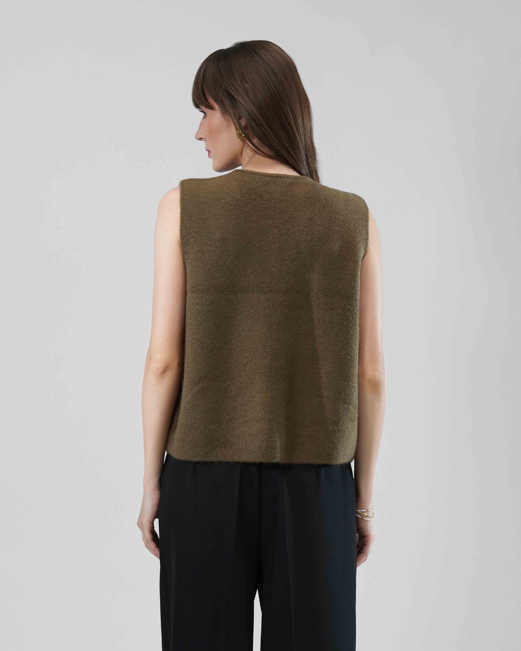 Cut sleeve Cardigan in wool