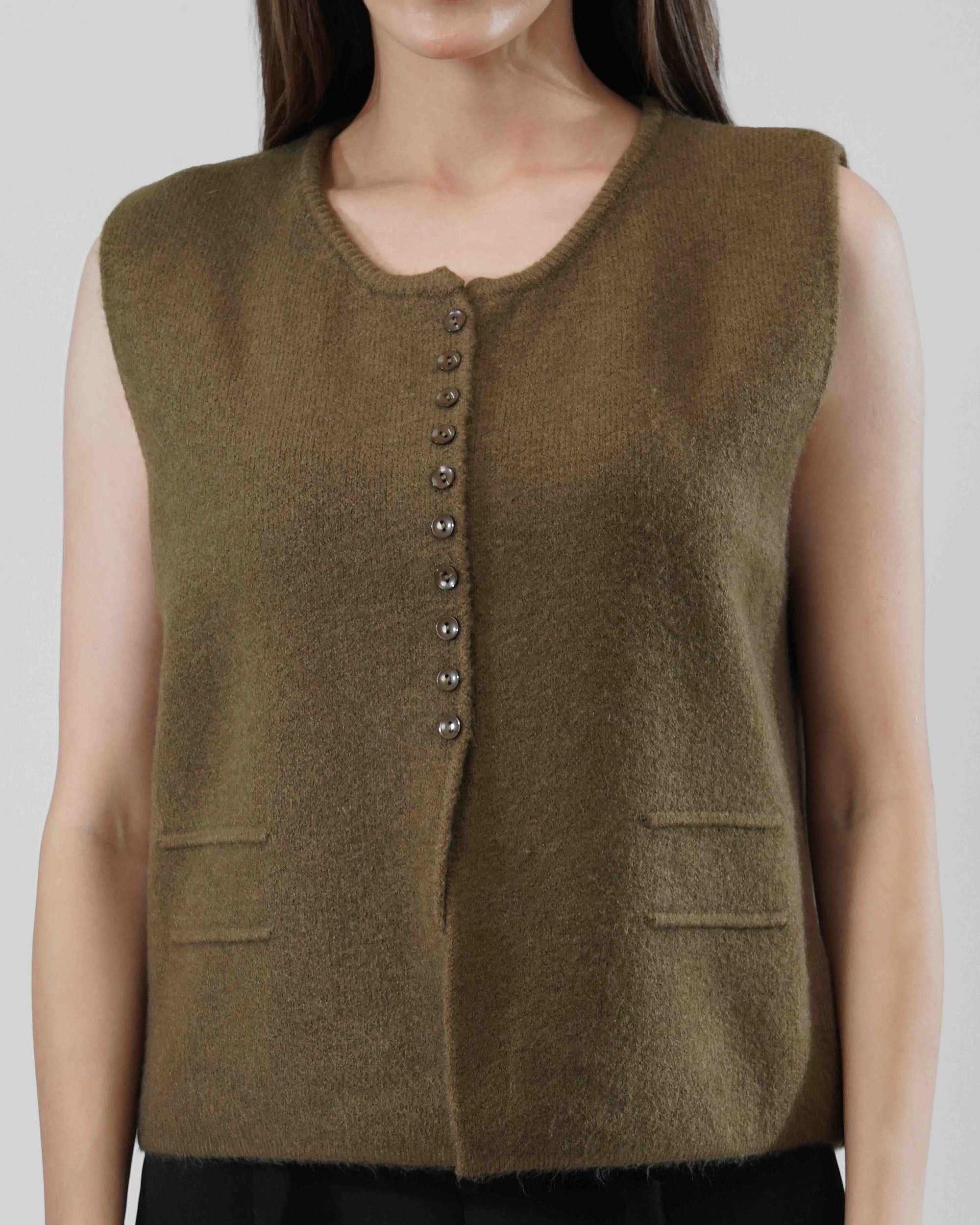 Cut sleeve Cardigan in wool