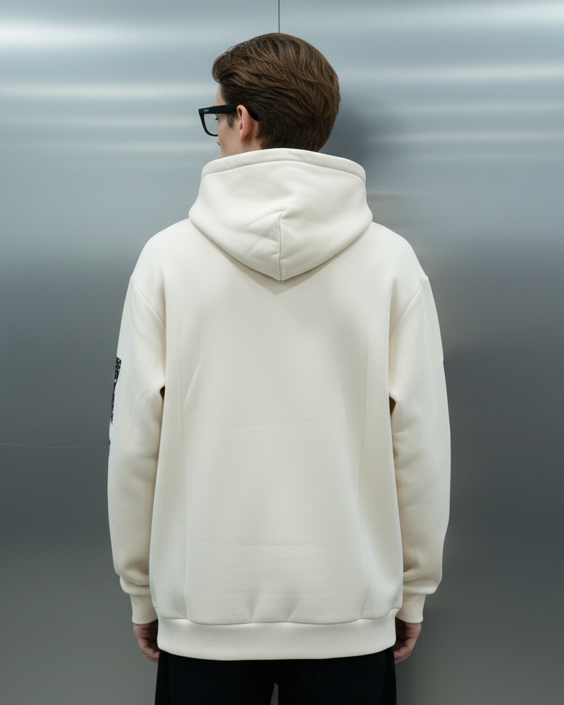 NEO | Sleeve Print Unfading White Hoodie for Men | 350 GSM BLNKZ